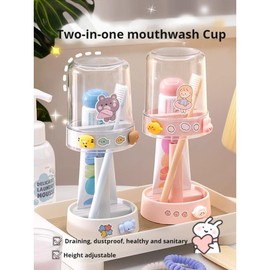 Kids Toothbrushes Holder with Cute Cup, with Kawaii Badge Sticker, Electric Toothbrush Holder for Kids Toddler, Tooth Brush Stand, Creative Bathroom Organizer Storage (Blue)