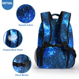 Kwlegh Dark Blue Galaxy Backpack for Kids Girls Navy-blue Universe Space Elementary School Bag Lightweight Starry Sky Child Primary Bookbags Durable Laptop Backpacks for Travel Hiking