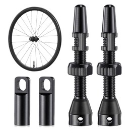 Presta Tubeless Valves 44 mm, Tubeless Valve, Valve Stem, Bicycle Tubeless, Tubeless Aluminium Alloy, Tubeless Presta for Most Bicycle Tyres Road and MTB Tyres (Black)
