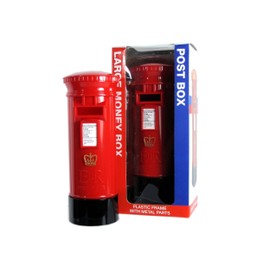Money Box - A Large London Souvenir Red Post Box Piggy Bank Made of Plastic with Metal Parts