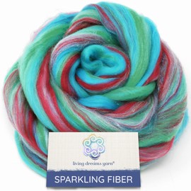 Sparkle, Glitz and Glam: Colorful Merino with Shimmering Stellina Highlights. Super Soft Fiber for Spinning, Felting and Blending. Sparkling Mermaid