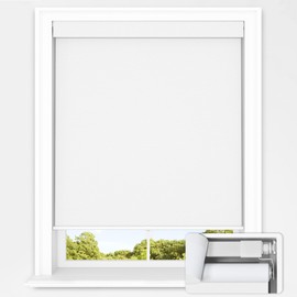 UNISHADES No Drill Roller Shades for Indoor Windows 100% Blackout Cordless Blinds for Home, for Window Size 22” W × 72" H White