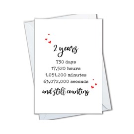 The Cardtel 2nd Anniversary Card for Husband or Wife, Romantic 2 Years Togther and Counting Cards for Girlfriend or Boyfriend, 2 Year Anniversary Cards for Family Friends (2)