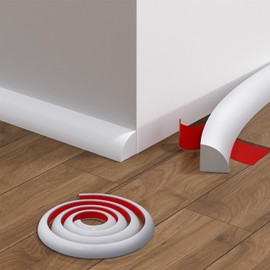 Flexible Baseboard Molding Trim – 79 Inch Peel and Stick Rubber Wall Trim, Self-Adhesive Vinyl Cove Base for Floor and Wall Edges,White