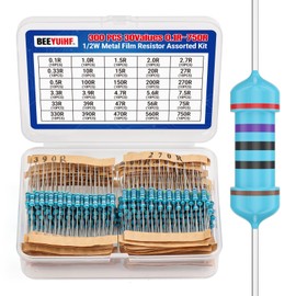 BEEYUIHF 1/2W Metal Film Resistor Assortment Kit 30 Values 300Pcs 1/2 Watt Metal Film Fixed Resistors Variety Pack (0.1 Ohm - 750 Ohm) for Electronic Arduino Raspberry PI ±1% Tolerance