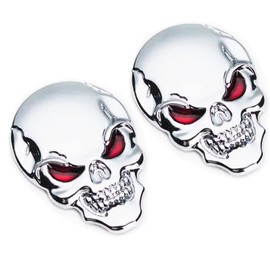 Metal Skull Car Sticker, 2 Pcs 3D Skull Punisher Vehicle Car Sticker Metal Decal Motorcycle Waterproof Decoration Zinc Alloy Metal Car Sticker for Trucks Motorcycles Laptops Windows Almost Anything