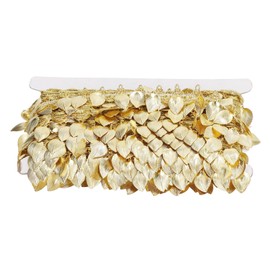 Gold Leaf Garland 10 Yards Sparkling Metal Leaf Ribbon Trim for DIY Trim Decorations Oblique Leaf Shape
