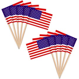 ZXvZYT USA American Flag US Toothpick Flags,Small Mini United States Cupcake Toppers Stick flags - 4th of July Independence Day Patriotic Decoration(100 Pcs)