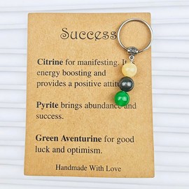 Success Keychain Inspirational Encouragement Gifts for Coworker Friends Good Luck Gift Healing Stones Keyring Positive Gifts