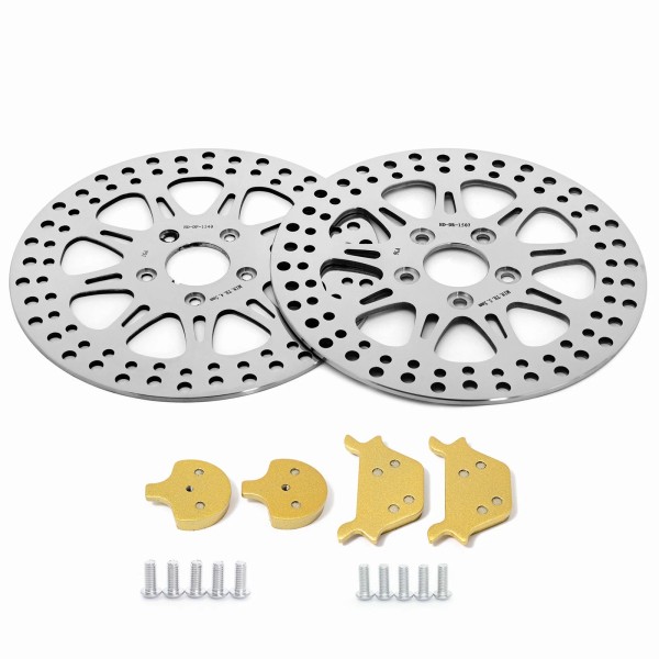 Tarazon Polished Front Rear 11.5" Brake Rotors Pads Bolts for