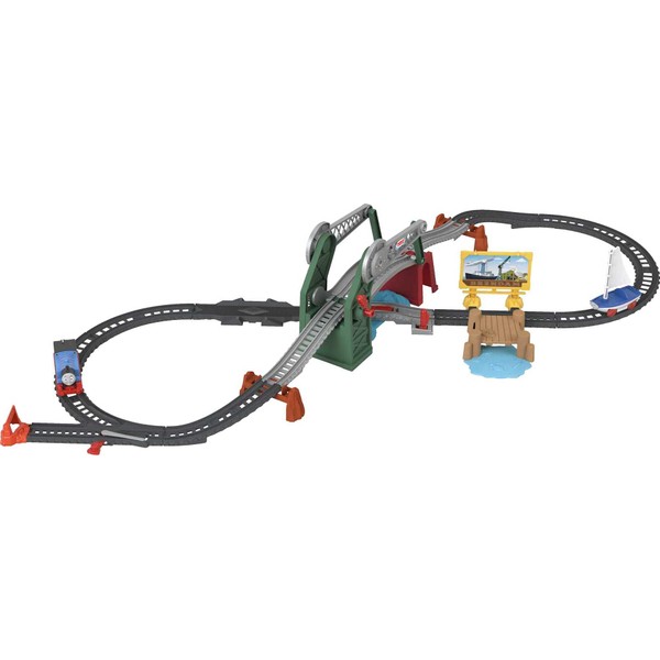Thomas & Friends Bridge Lift Thomas & Skiff train set with motorized engine and toy boat for preschool kids ages 3 years and up