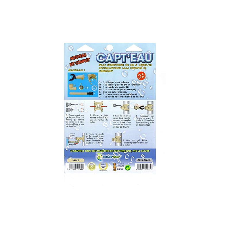 Capt'eau Rain Water Collector for Circular Pipes (Sand)