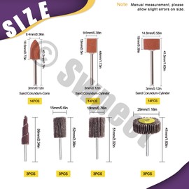 Swpeet 54Pcs 1/8" Shank Grinding Stone Set, 2 Shaped 2 Sizes of Sanding Drill Bit for Rotary Tool Flap Wheel, 4 Sizes 80 Grit Cone Shape Abrasive Sandpaper Flap Sanding Wheel for Grinding Polishing
