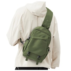 Olive Green Sling Bag for Men Women, Small Anti Theft One Strap Motorcycle Backpack Sling Tactical Chest Bag for Swimming Diving Outdoor Sports