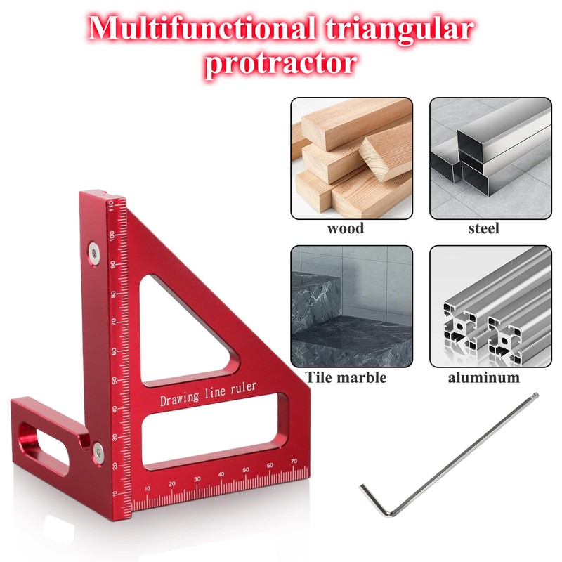 Prmape Carpenter's Square, 3D Multi-Angle Measuring Ruler, Aluminium Alloy Try