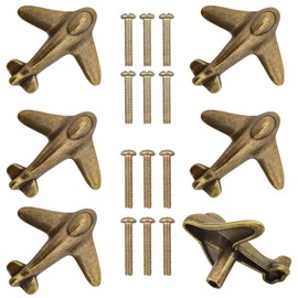 LLHDKF 6 Pack Airplanes Knobs Door Handle Cabinet Pull Dresser Single Hole Plane Shape Knobs Handles Drawer Pulls for Furniture (Bronze)