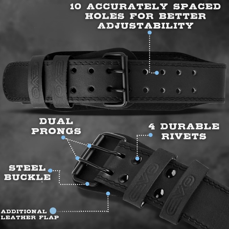 EVO Fitness 4” 6” Matte Black Weight Lifting Belt With