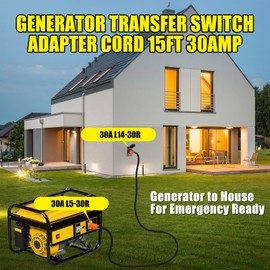 Saysurey NEMA L5-30P to L14-30R Generator Transfer Switch Adapter Cord, 30 Amp Locking L5-30P Male to L14-30R Female Locking Ring Generator to House Inlet Box Adapter, STW 10 AWG, ETL Listed(20ft)