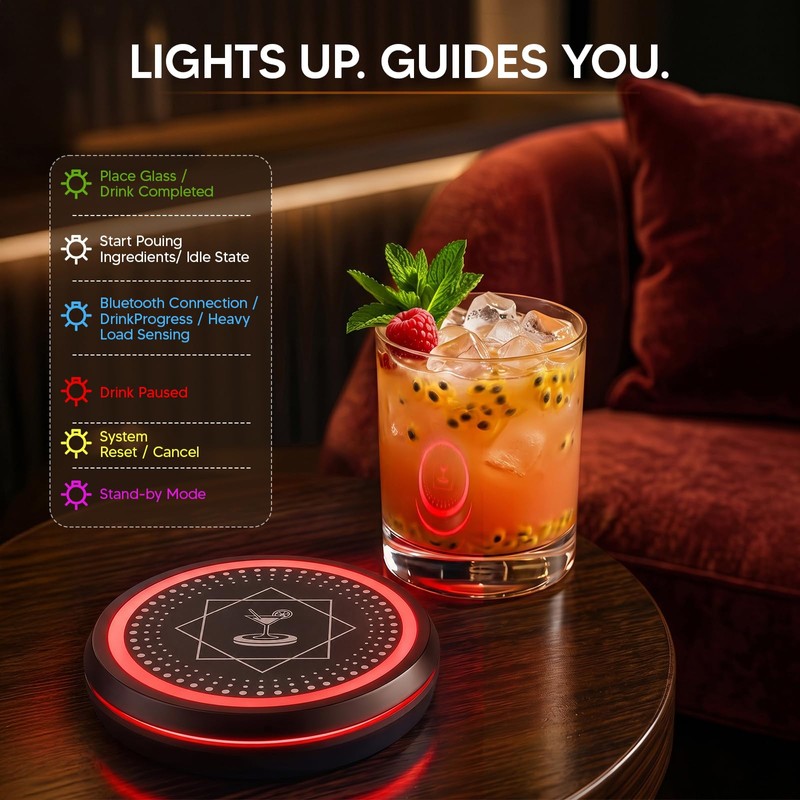 CLIYYD Smart Cocktail Coaster, App-Connected LED Cocktail Maker for Home