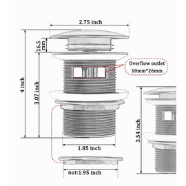 Brass Freestanding Tub Drain, Pop Up Freestanding Tub Drain Plug, Fits Most Freestanding Tub Drain Kits (Matte Black)
