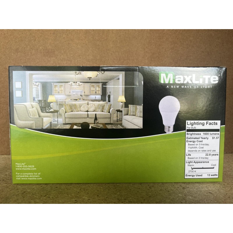 Maxlite 8 Pack Maxlite 13W LED Bulb = 100 watt