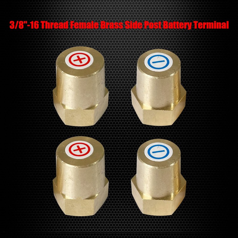 Ampper 3/8"-16 Thread Female Brass Battery Terminal Post Adapter Battery