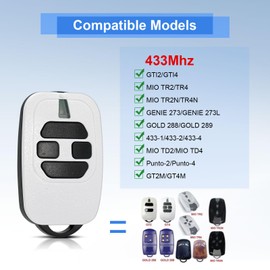 433,92Mhz Garagentor Handsende,4 Kanäle Handsender kompatibel GTI2/4, GT2/4, Mio TR2/4, Mio TR2N/4N,Garagentoröffner,2 Stück
