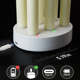 Homemory Rechargeable Flameless Taper Candles, Real Waxy LED Candlesticks Flickering, Battery Operated Candles with Remote Timer, 9.6 Inches for Home Wedding Christmas Decor, 6 Pcs