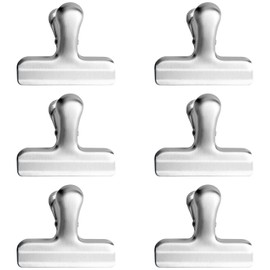 TAOTOO Book Clips, Stainless Steel Clips, Large, 6 Pieces, Rust Resistant, 3.0 x 2.4 inches (7.6 x 6.2 cm), Chevron Kump, Textbook, Music Score Paper, Food Storage, Stylish, Commercial Use, Home, School, Super Strong, Silver