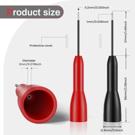 4 Pack 2mm Extended Needle Test Probes, 600v/10a Non-Destructive Multimeter Test Probe for Leads Tl71 Tl75,Multimeter Needle Probes