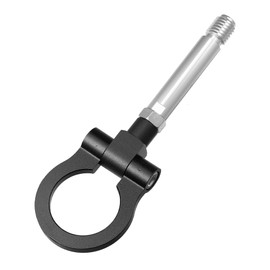 X AUTOHAUX Black Aluminum Alloy Round Front Rear Bumper Trailer Ring Eye Towing Tow Hook Screw for Honda Fit 2nd Gen 2010-2014