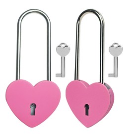 Gradleen 2PCS Rose Red 3.5 Inches Single Heart Lock with Key,50mm Love Padlock Metal Love Lock for Lovelock Bridge,Jewelry Box,Diary Book,Card Box