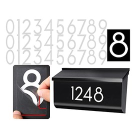 3 inch 3 Sets Reflective Mailbox Numbers Stickers for Outside, Easy Installation with Prolonged Backing for and Pre-cut, Self Adhesive White Vinyl Address for House Address Sign Window Trash Bins