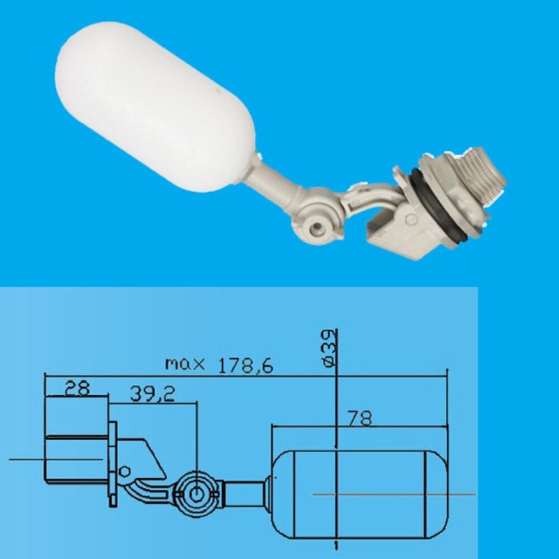 TEAMWILL 4PCS Water Float Valve with Adjustable Arm Plastic Water