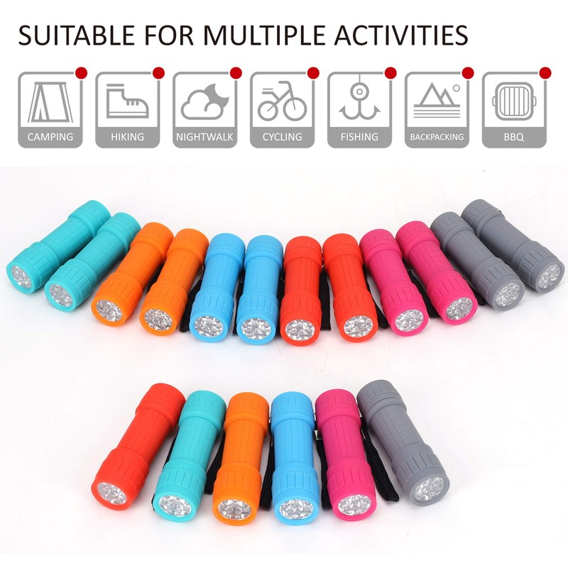 FASTPRO 18-Pack, 9-LED Mini Flashlight Set, AAA Batteries are Included