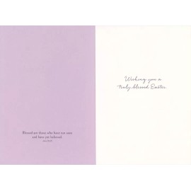 Pictura Simple Wood Cross with Purple Flowers Religious Easter Card