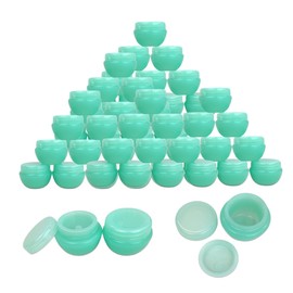 Beauticom 36 Pieces 10G/10ML Green Frosted Container Jars with Inner Liner for Makeup, Creams, Cosmetic Beauty Product Samples - BPA Free