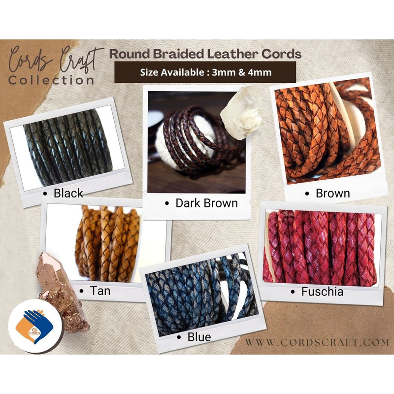 Cords Craft, cordón de piel trenzado de 3 mm para