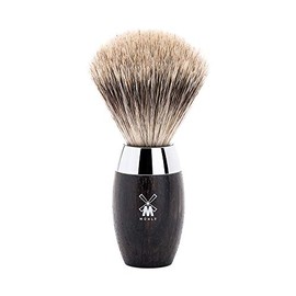 MÜHLE Kosmo Shaving Brush - Shaving Brush Made of Fine Badger Hair - Handle Made of Elegant Bog Oak and Metal Accents