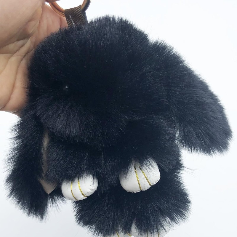Sqzrpomddy Keychain Key Holder Cute Fluffy Rabbit Keyring Bag Dangle