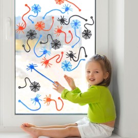 100 Pcs Sticky Spider Web Party Favors Bulk for Kids, 7.8 Inch Cobweb Hand Toys Halloween Birthday Spider Party Favors, End of The Year Gifts Classroom Prizes Goodie Bag Stuffers Pinata