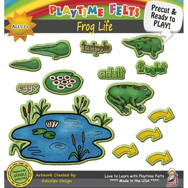 Playtime Felts Frog Life Cycle 14 Adorable PRECUT & Ready