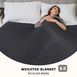 L'AGRATY Knitted Weighted Blanket - 50"x60" 7lbs Cooling Chunky Knit Heavy Blanket for Adults Braided Crochet Throw Thick Cable Yarn Knit Decorative No Beads Evenly Weighted Machine Washable