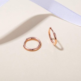 PRETTERY Silver Hoops Earrings for Women, Hypoallergenic 925 Sterling Silver Rose Gold Hoop Earrings, 8mm Small Sleeper Cartilage Silver Earrings for Men Girls Wife Daughter