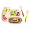 Lightening Kids Plates - 3-Piece Bamboo Toddler Plates Dinnerware Set