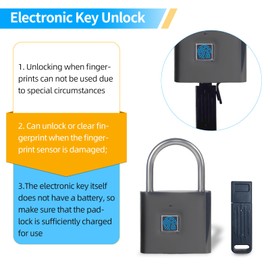 TenixLox Fingerprint Padlock with Emergency Key, IP66 Waterproof Smart Padlock,Biometric High Security Lock for Gym Locker, Shed Locker, Storage Units, Luggages, Suitcases