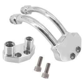 Tektall A/C Compressor Curved Manifold w/Adapter Fitting Compatible with Sanden SD7B10 7176 SD7 Style, Chrome