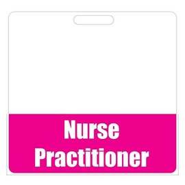 Nurse Practitioner Badge Buddy (Pink) - Horizontal Heavy Duty Badge Tags for NP's - Double Sided Badge Identification Card