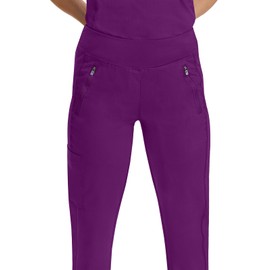 Healing Hands Jogger Scrubs for Women 6 Pocket Tara Scrub Pant 9233 Purple Label, S, Eggplant