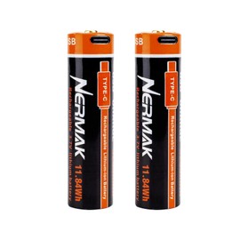 NERMAK 3.7V 3200mAh USB Rechargeable Lithium lon Battery for Flashlights, Headlamps, Bike Lights, Bluetooth Speaker Etc(2 Pack)